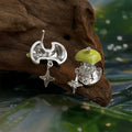 Enamel Green Apple Star Zircon Stud Earrings