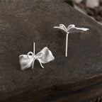 Sliver Bow Zircon Earrings