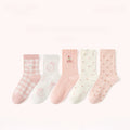Pointelle Floral Crew Socks - 5 pairs in one package