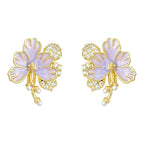 Zircon Flower Stud Earrings