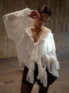 French-style Ruffle Chiffon Blouse