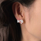 Sliver Bow Zircon Earrings