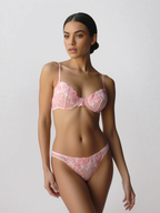 Pink Lace Embroidery Lingerie Set
