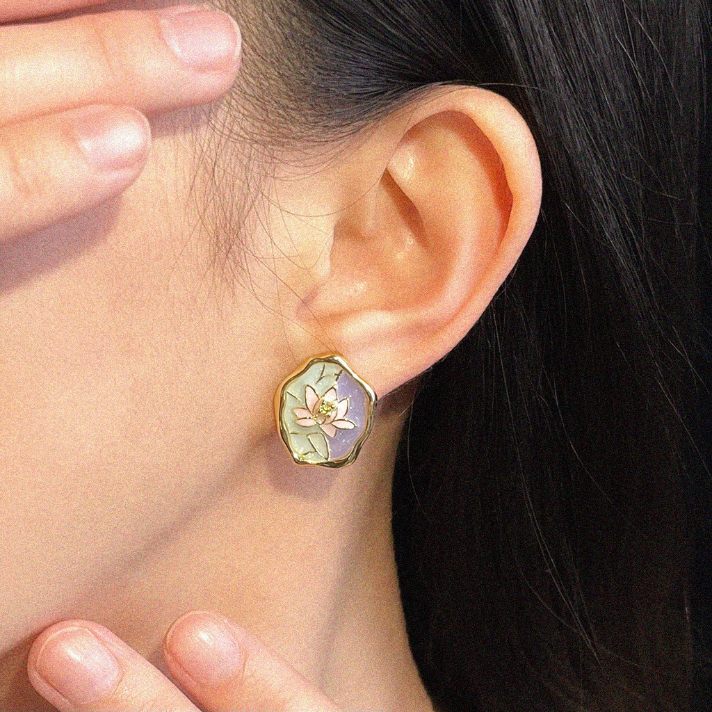 Monet’s Garden Vintage Enamel Earrings