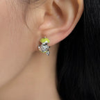 Enamel Green Apple Star Zircon Stud Earrings