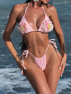 3D Flower Beaded Bikini Set