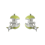 Enamel Green Apple Star Zircon Stud Earrings