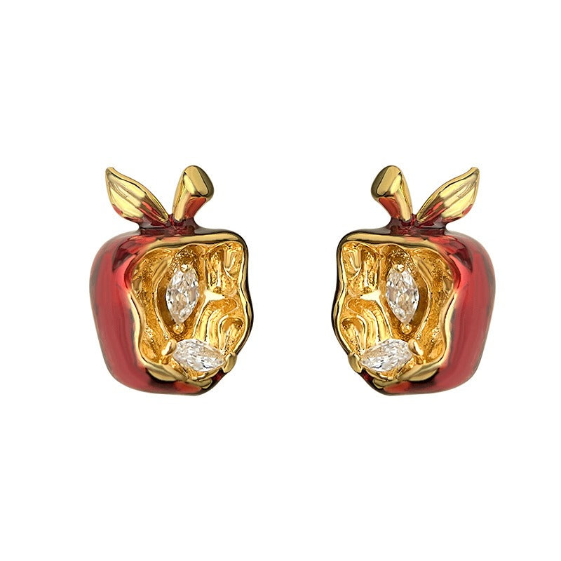 Red Apple Zircon Earrings