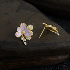 Zircon Flower Stud Earrings