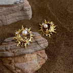 Sun & Moon Pearl Zircon Earrings