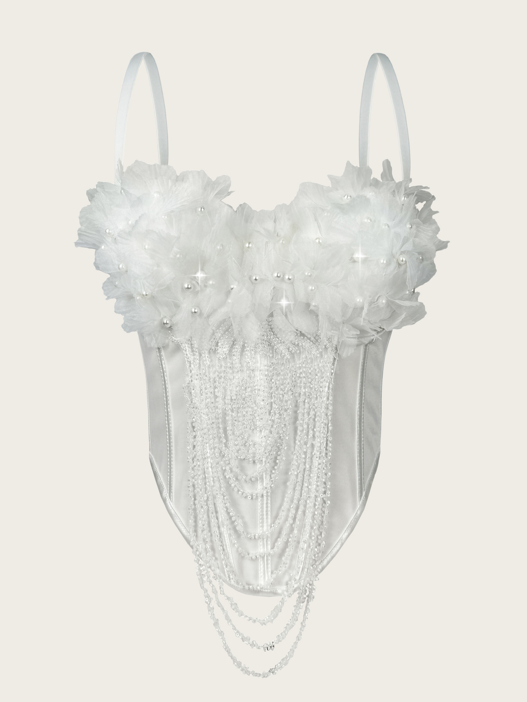 Blush Pink 3D Floral Beaded Corset Top