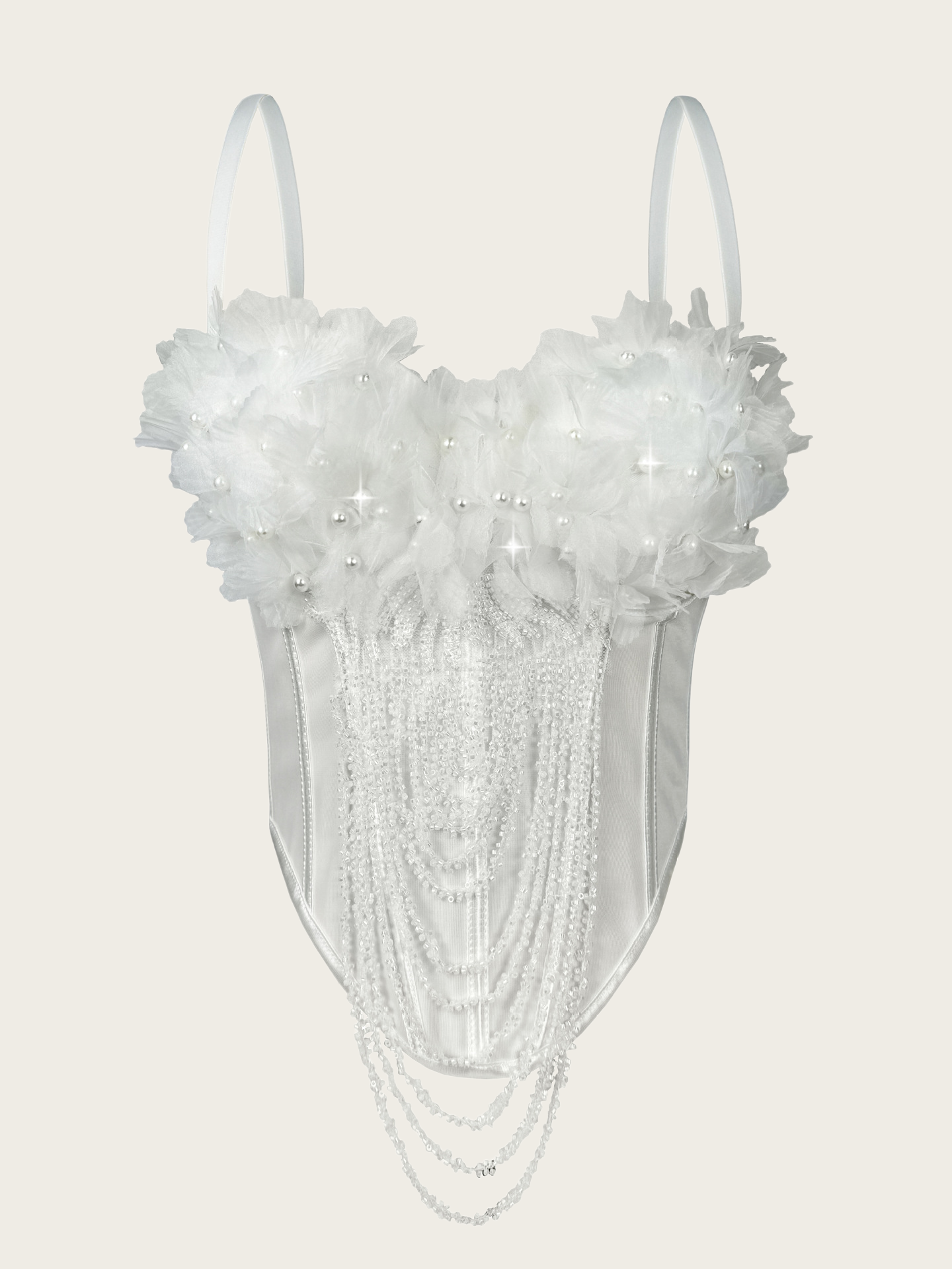 Blush Pink 3D Floral Beaded Corset Top