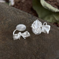 Sliver Bow Zircon Earrings