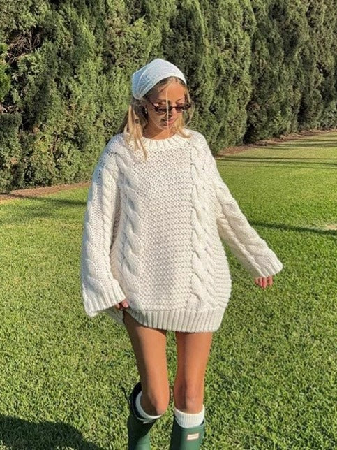 Loose Chunky Pullover Sweater Dress