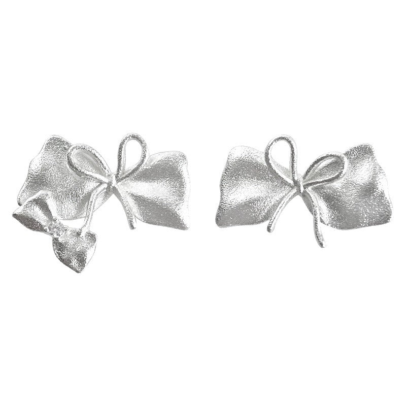 Sliver Bow Zircon Earrings