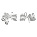 Sliver Bow Zircon Earrings