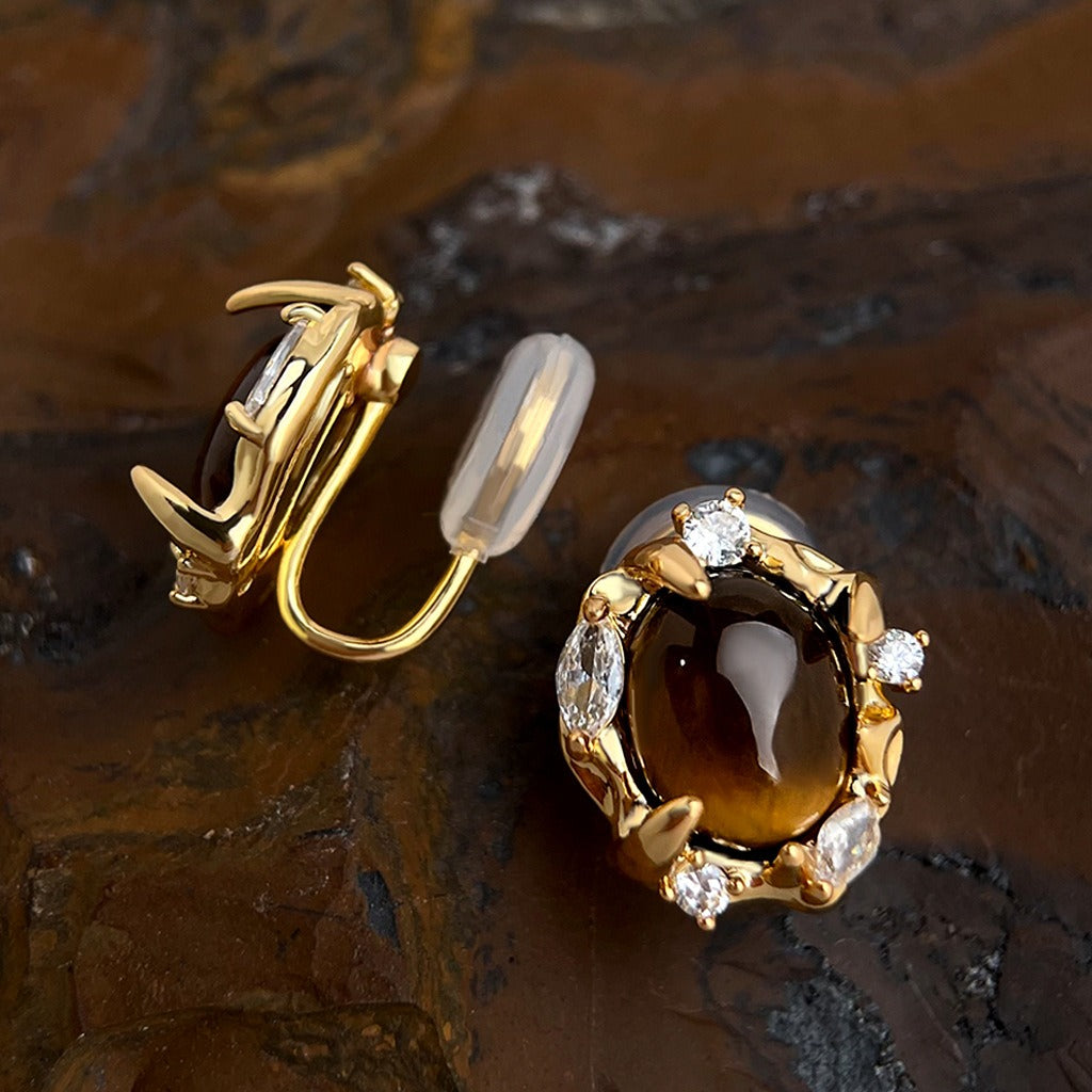 Micro-Pavé Zircon 18K Gold-Plated Geometric Statement Earrings