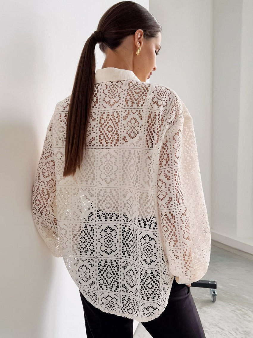 Luna – Lace Panel Linen Shirt
