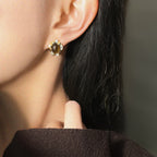 Micro-Pavé Zircon 18K Gold-Plated Geometric Statement Earrings