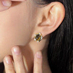 Micro-Pavé Zircon 18K Gold-Plated Geometric Statement Earrings