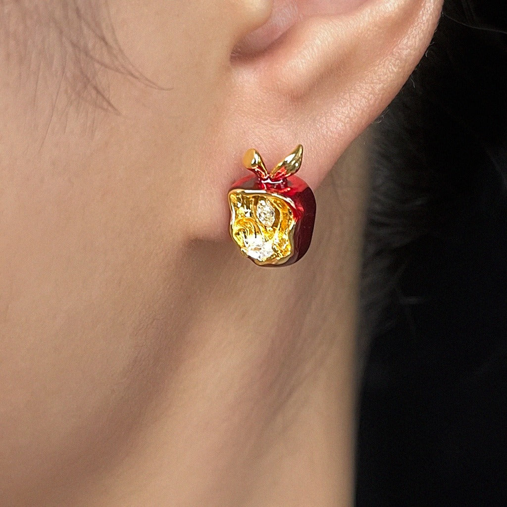 Red Apple Zircon Earrings