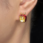 Red Apple Zircon Earrings