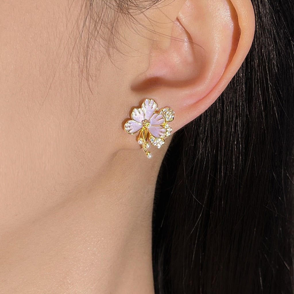 Zircon Flower Stud Earrings