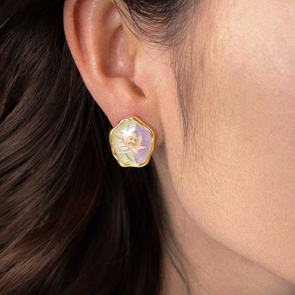 Monet’s Garden Vintage Enamel Earrings