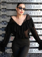French-style Ruffle Chiffon Blouse