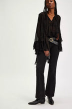 Oversized Lantern Sleeve Asymmetrical Shirt