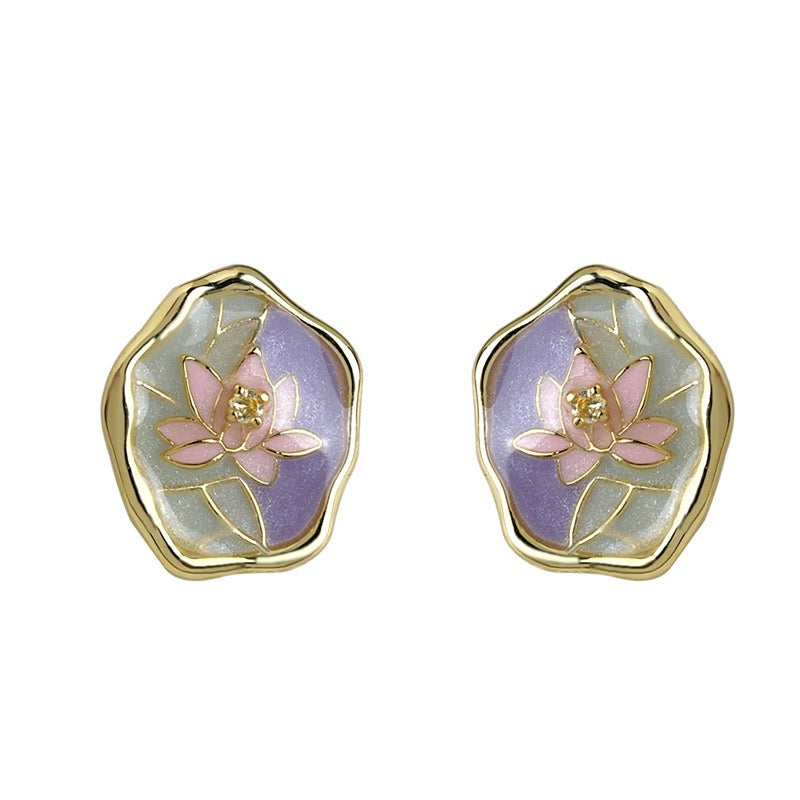 Monet’s Garden Vintage Enamel Earrings