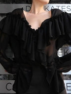 French-style Ruffle Chiffon Blouse