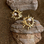 Sun & Moon Pearl Zircon Earrings