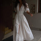 Slim Fit Puff Sleeve Maxi Dress