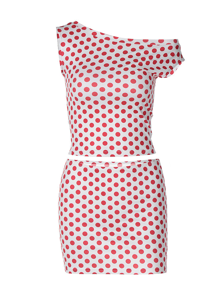 White Red Polka Dot 2-Piece Co-Ord Set
