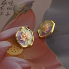 Monet’s Garden Vintage Enamel Earrings