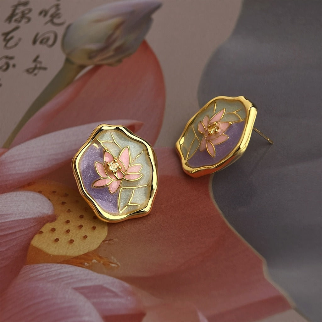 Monet’s Garden Vintage Enamel Earrings