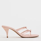 Blush Pink Satin Bow Kitten Heel Mules