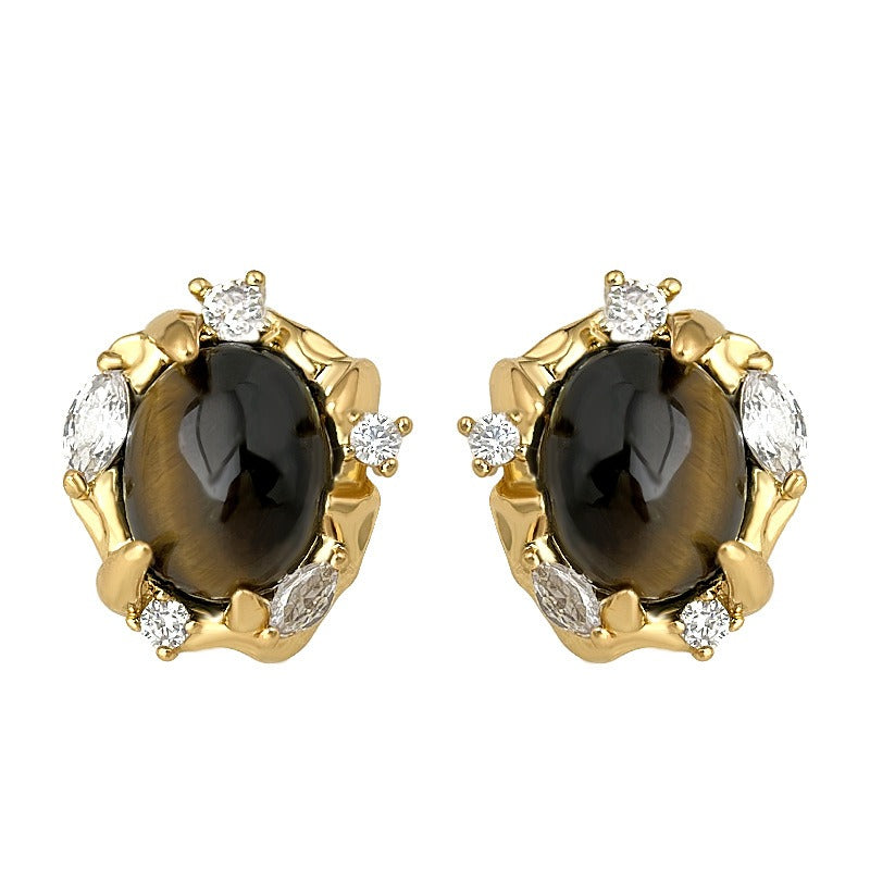 Micro-Pavé Zircon 18K Gold-Plated Geometric Statement Earrings