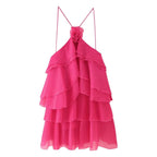 Solid Spliced Appliques Loose Mini Dress