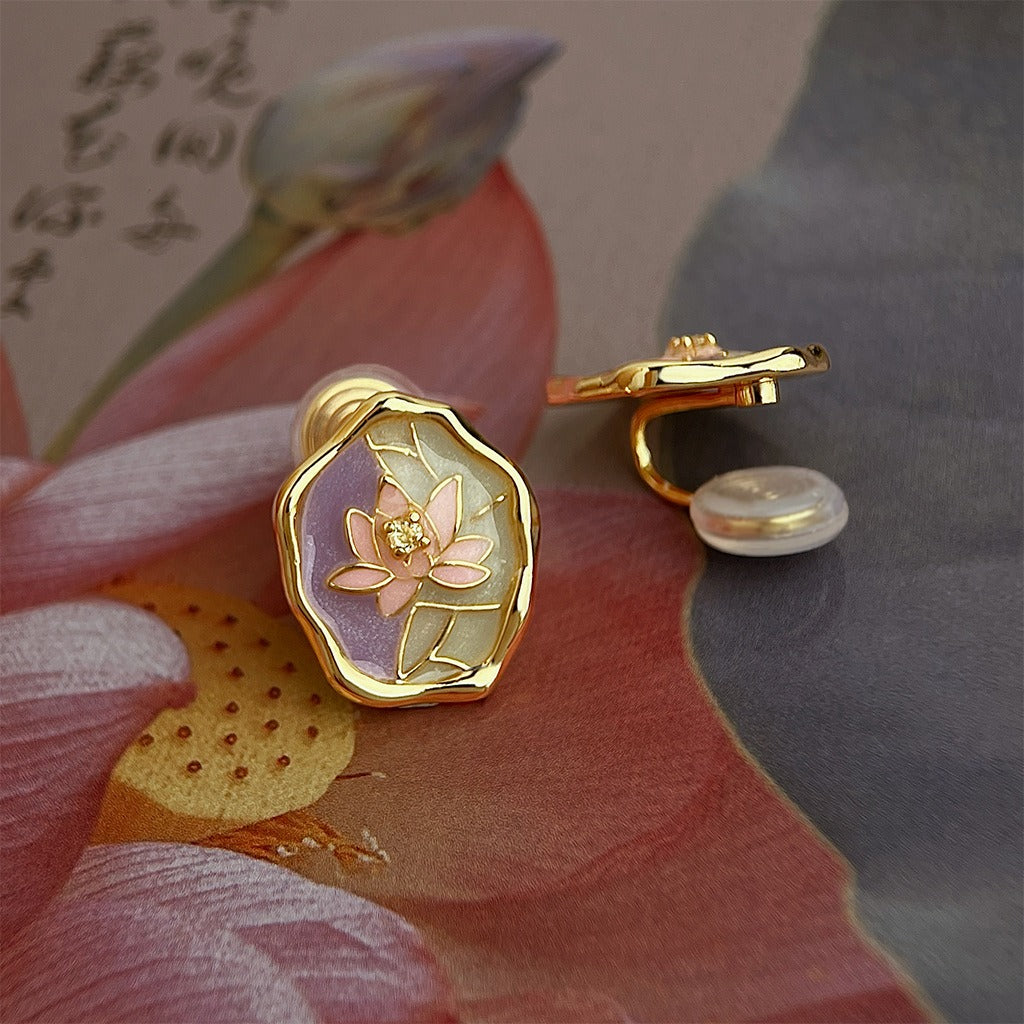 Monet’s Garden Vintage Enamel Earrings