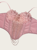 Blush Pink 3D Floral Beaded Corset Top