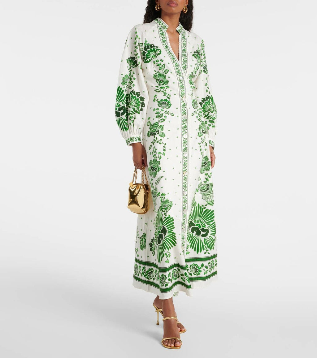 Kensington Printed Maxi Dress – Emerald Flora