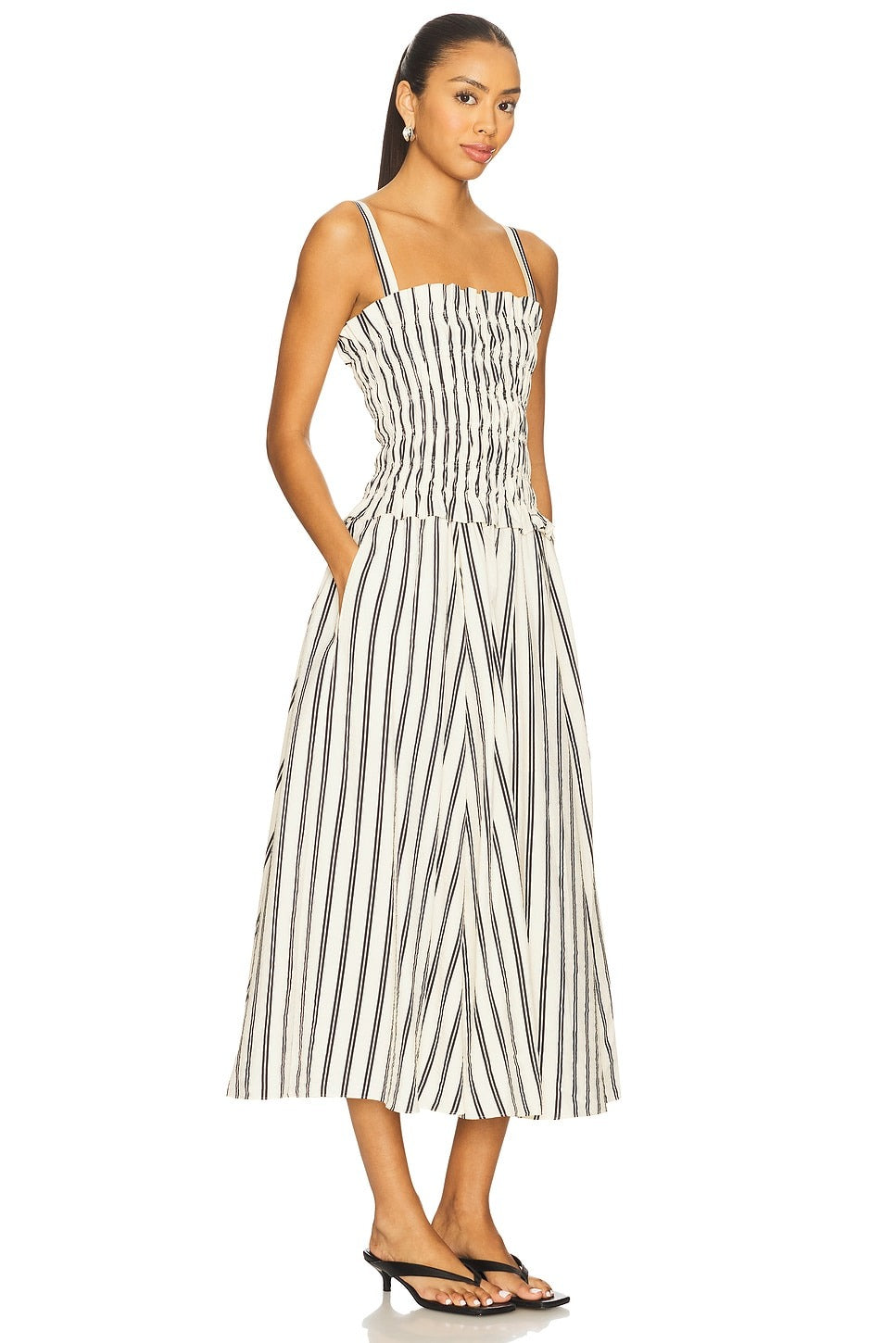 1932 Stripe White & Black Midi Skirt Set