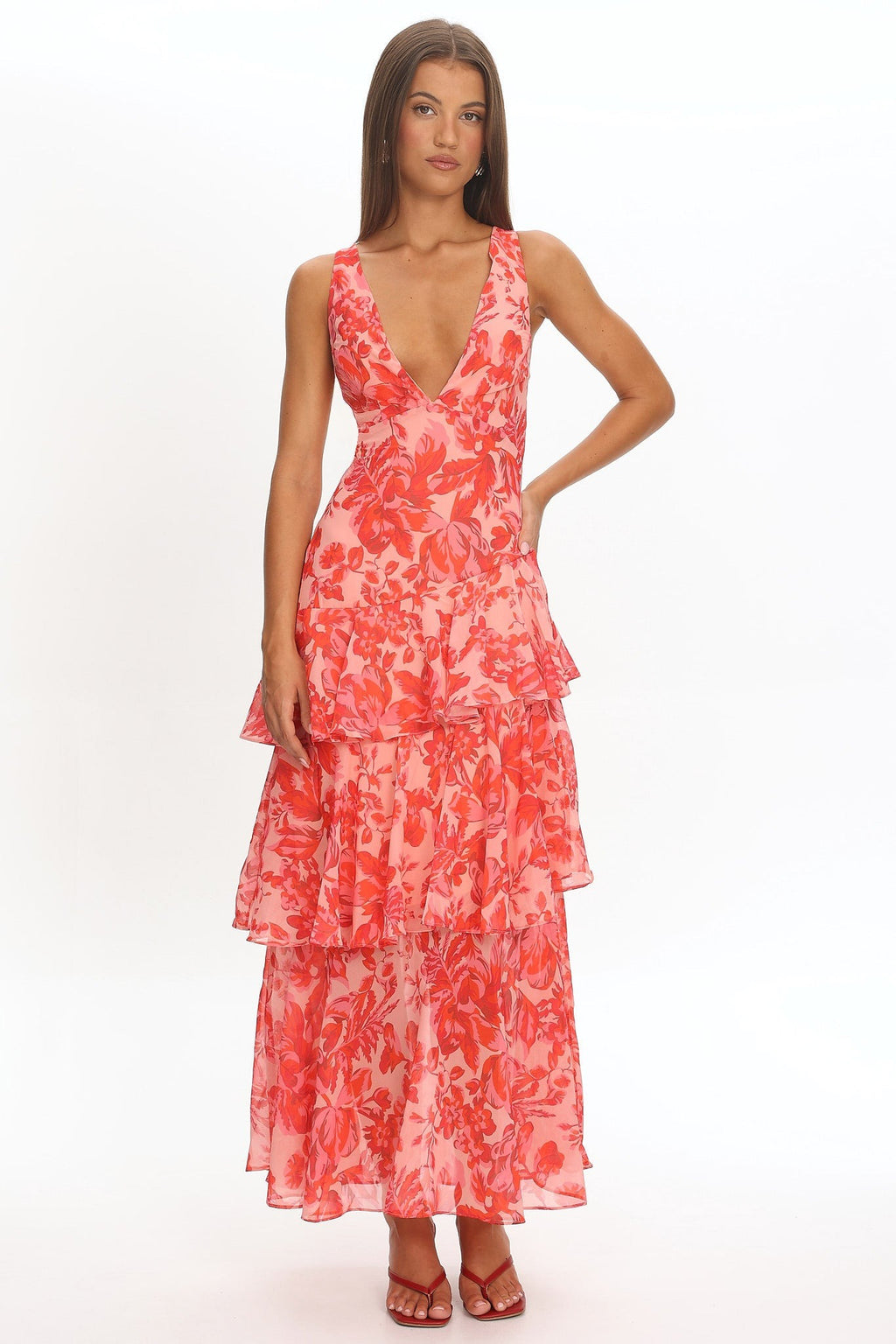 Isla Tiered Deep-V Maxi – Sunset Hibiscus
