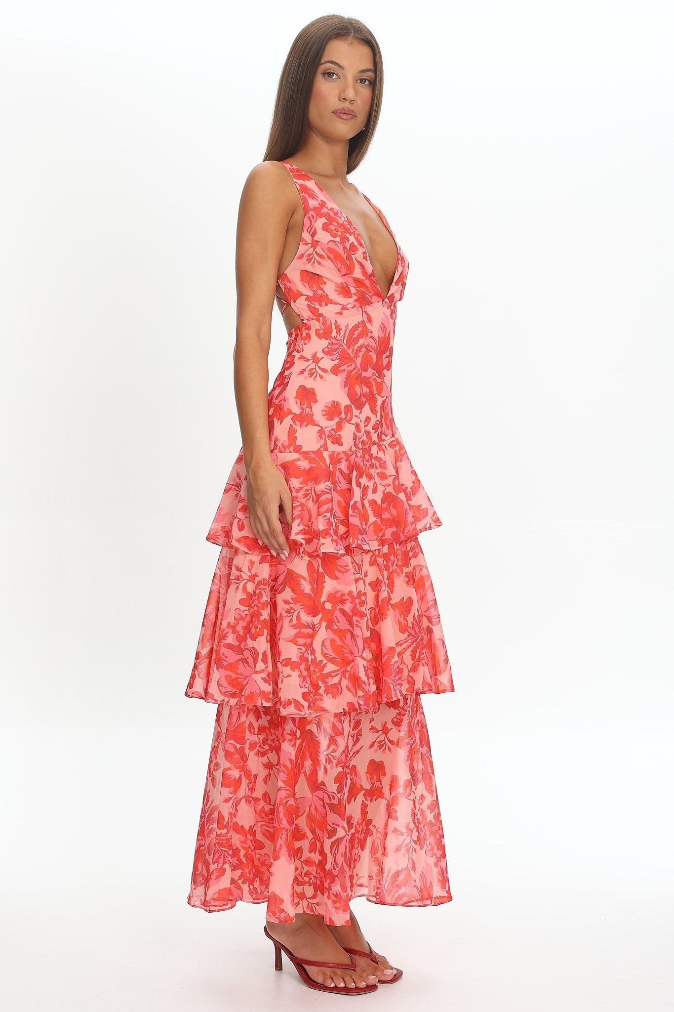 Isla Tiered Deep-V Maxi – Sunset Hibiscus
