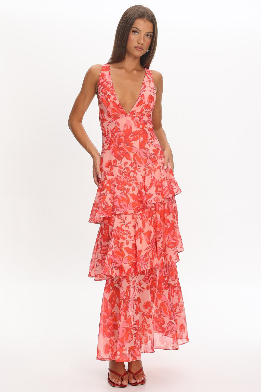 Isla Tiered Deep-V Maxi – Sunset Hibiscus