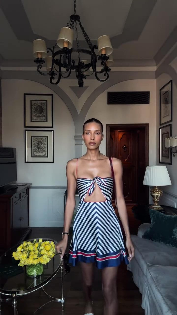 Striped Suspender Mini Dress