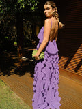 Purple Ruffled Maxi Dress