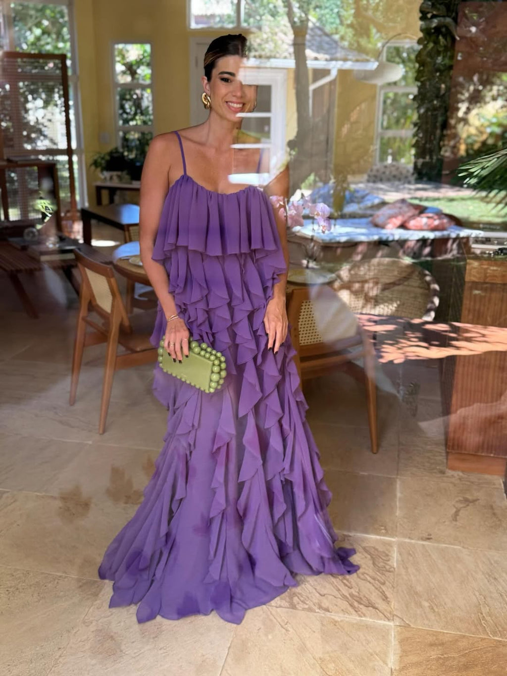 Purple Ruffled Maxi Dress